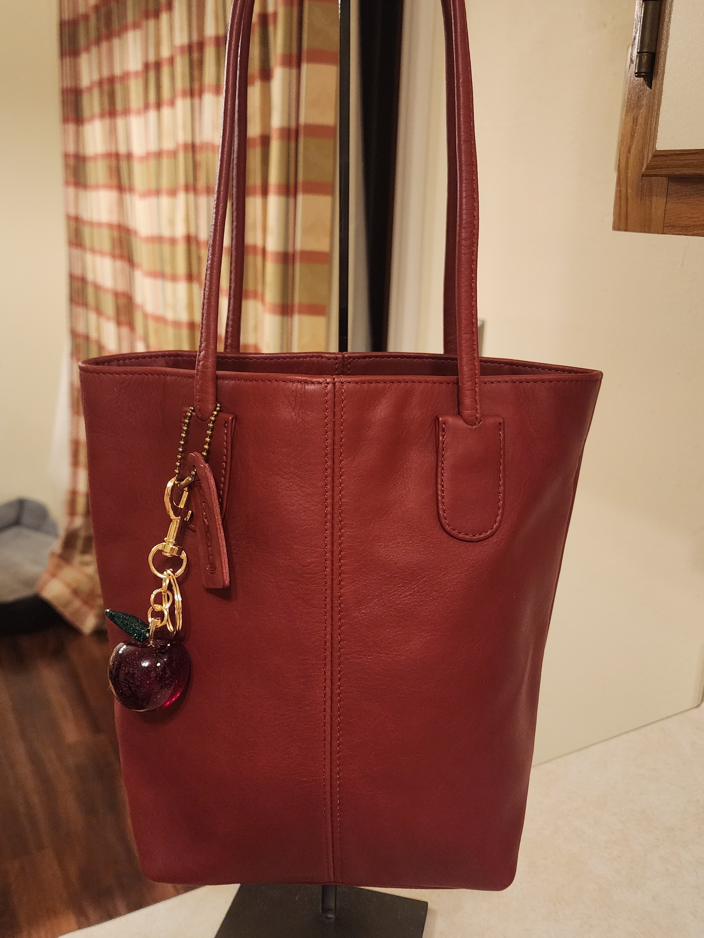 Vintage Maroon Leather Coach Tote